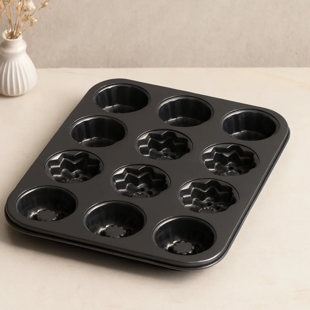 12 Gözlü Metal Muffin Kek Kalıbı - Siyah Fiyatı, Yorumları ve Özellikleri