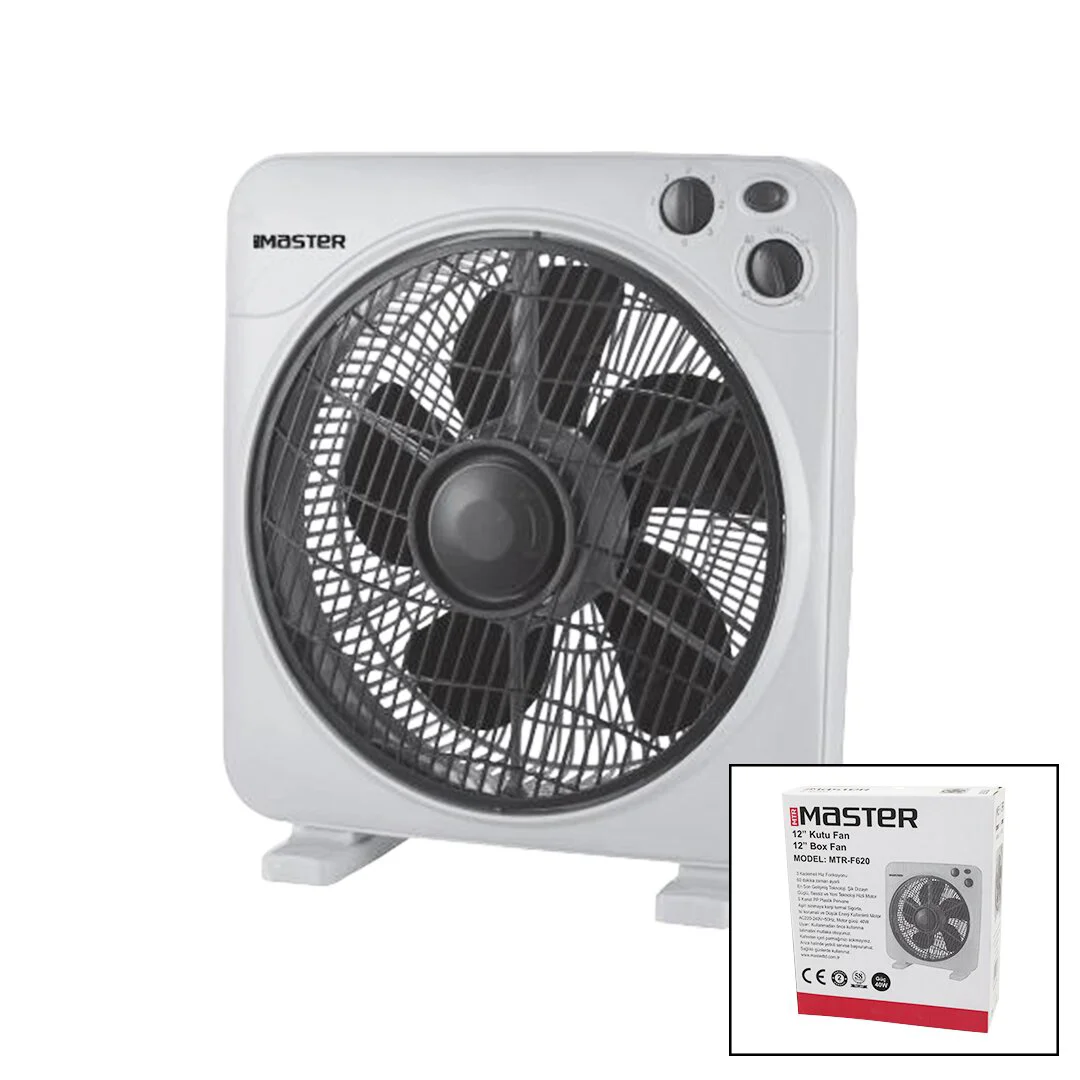 12 İnç Kutu Fan Vantilatör 3 Kademe Hız 5 Plastik Kanat 40W 60DK.ZAMAN Ayarlı MTR-F620 12 İnç Kutu Fan Vantilatör 3 Kademe Hız 5 Plastik Kanat 40W 60DK.ZAMAN Ayarlı MTR-F620