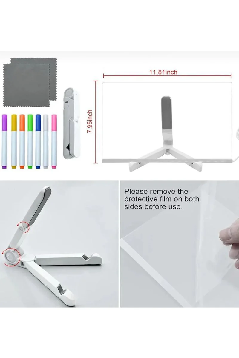 12 Inç LED Işıklı Çizim Tahtası - Yeniden Yazılabilir Akrilik Mesaj Panosu ve Ayarlanabilir Stant Fiyatı, Yorumları ve Özellikleri