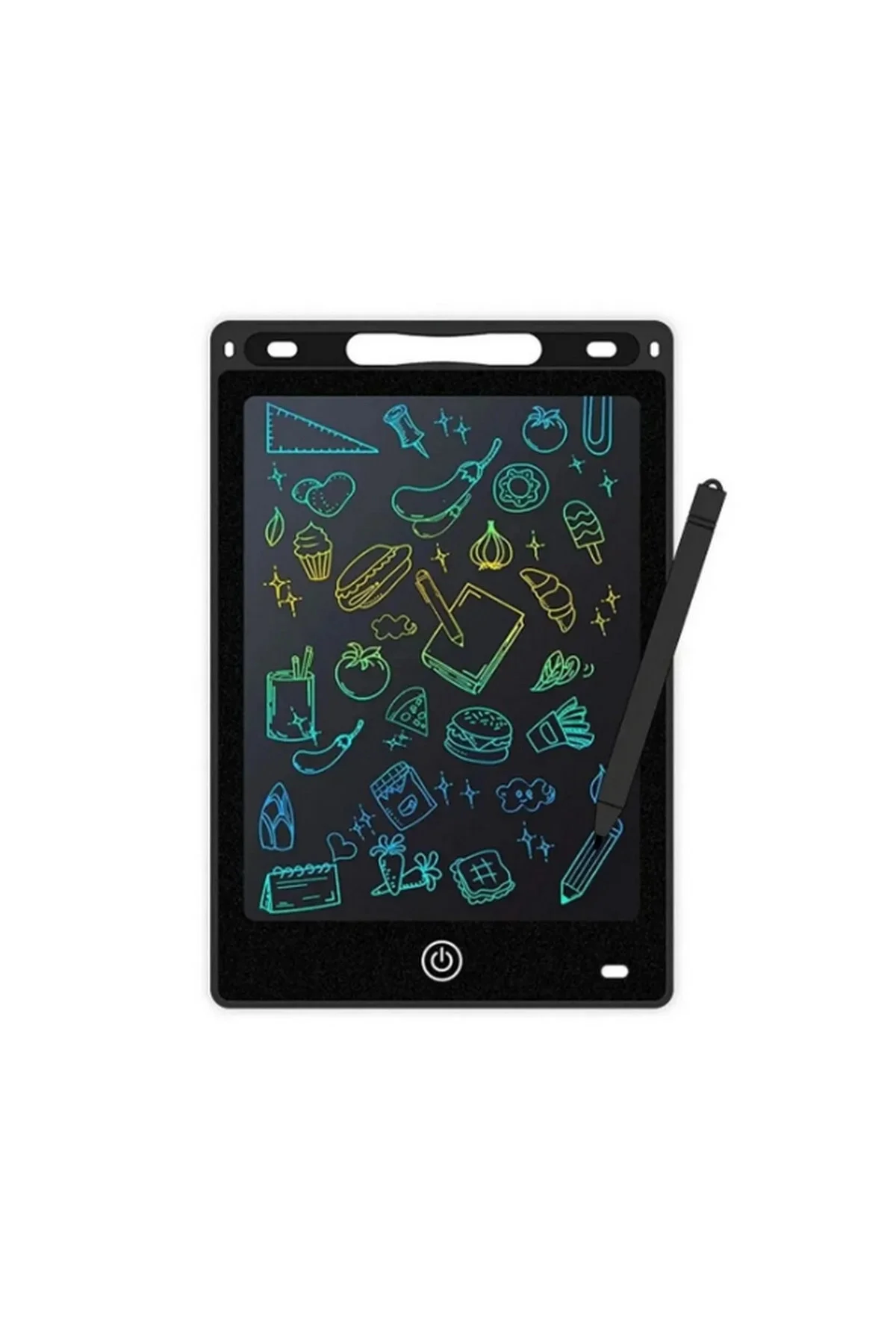 12 Inc Renkli Lcd Grafik Dijital Kalemli Çizim Tableti Yazı Tahta Not Yazma Eğitim Tableti Siyah - Görsel 2