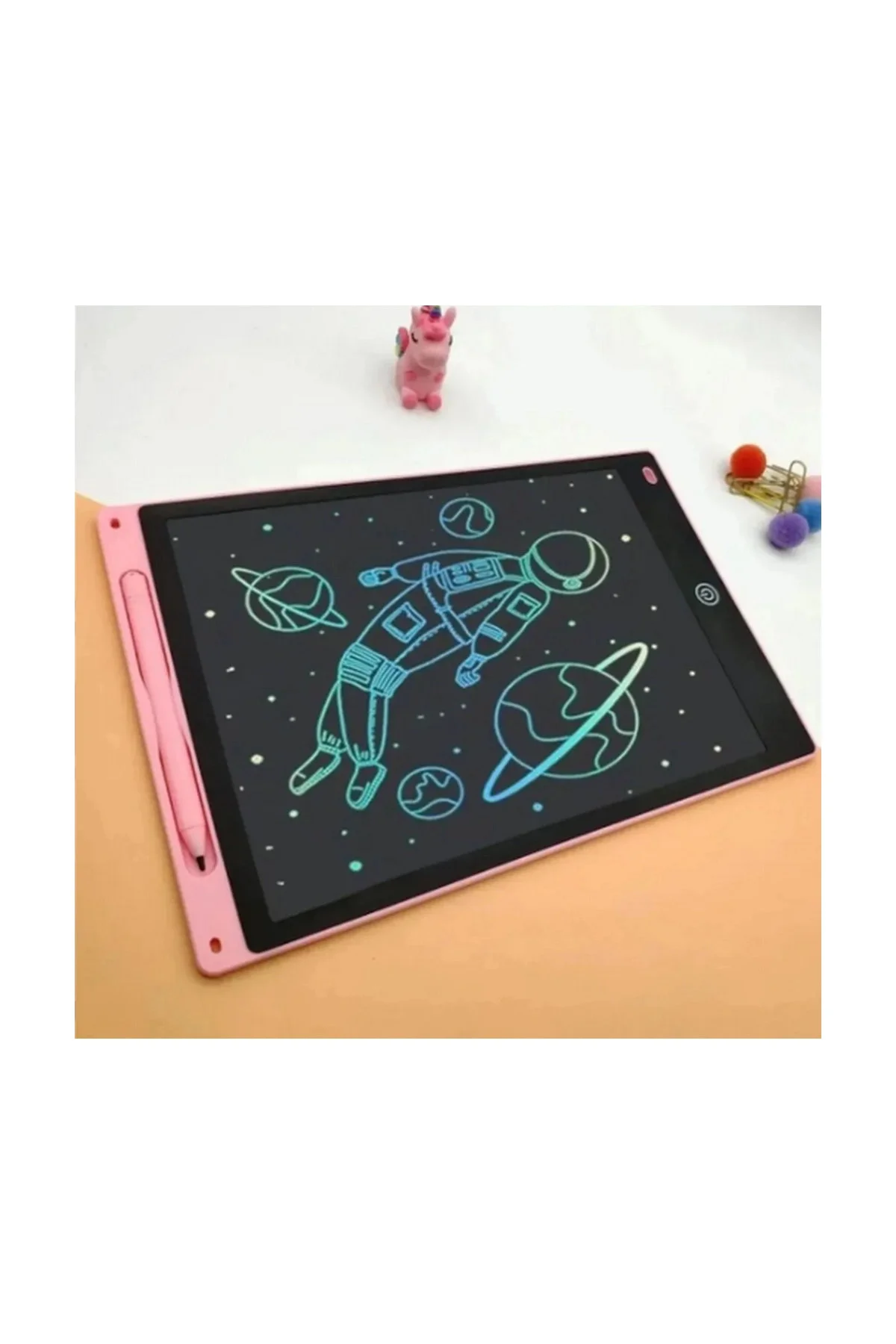 12 Inc Renkli Lcd Grafik Dijital Kalemli Çizim Tableti Yazı Tahta Not Yazma Eğitim Tableti Pembe - Görsel 2