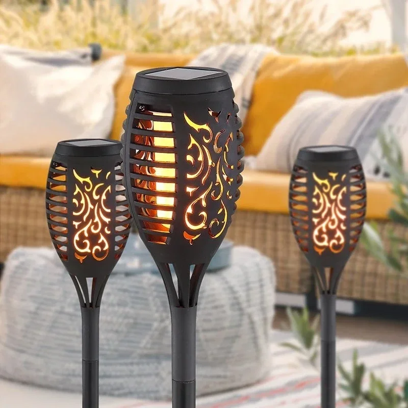 12 Ledli Alevli Solar Bahçe Aydınlatma