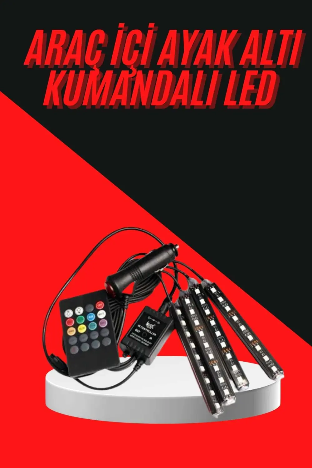12 Ledli RGB Işıklı Araç Içi Ayak Altı Led Oto Ampul Kumandalı 7