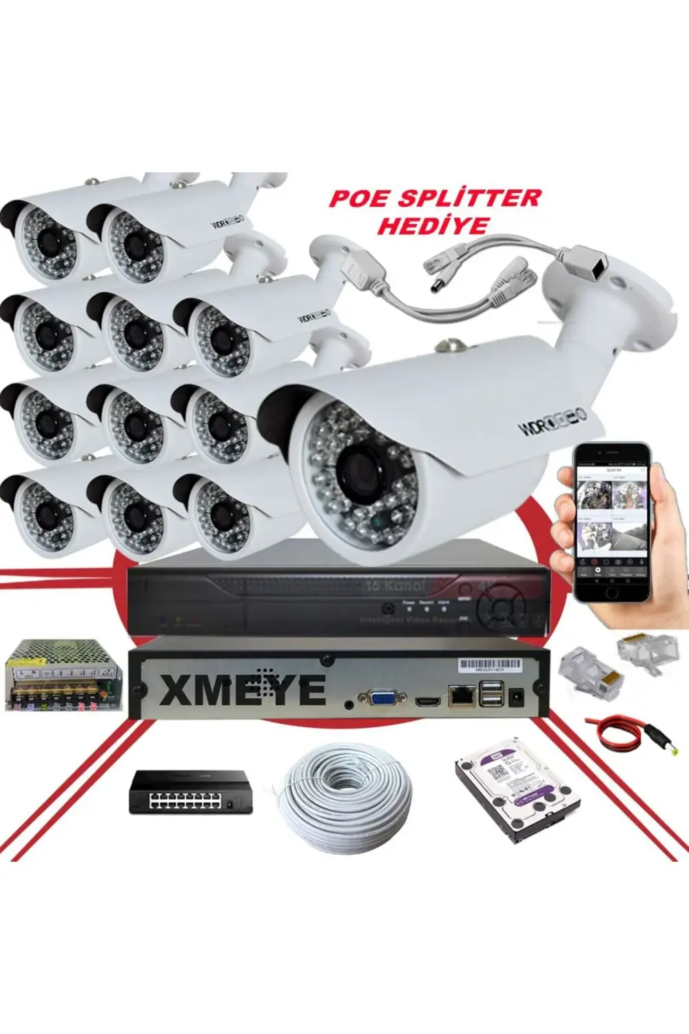 12' li 5 MP 1940P Sensör 6 MP Sony Lens Metal Kasa Yapay Zeka Des