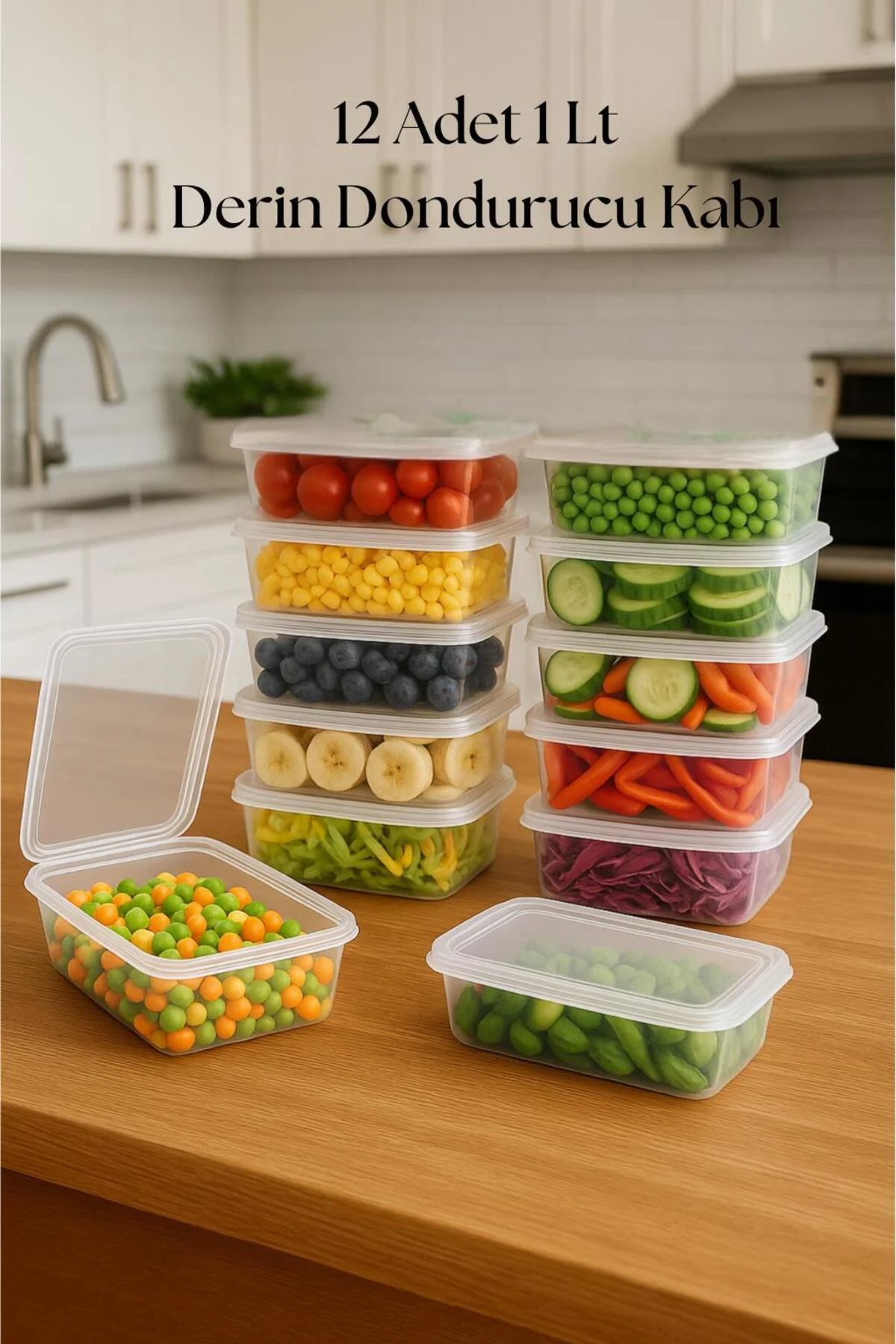 12 li Derin Dondurucu Saklama Kabı & Organizeri 1 lt 12,5x19,5x5,