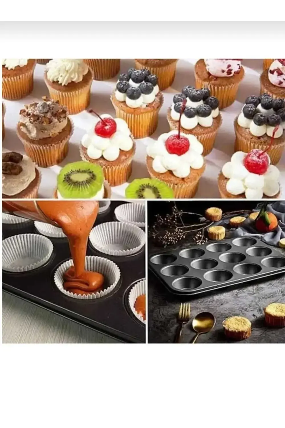 12 Li Muffin Kek Kalıbı içi karbon çelik dışı teflon kaplama 26x3