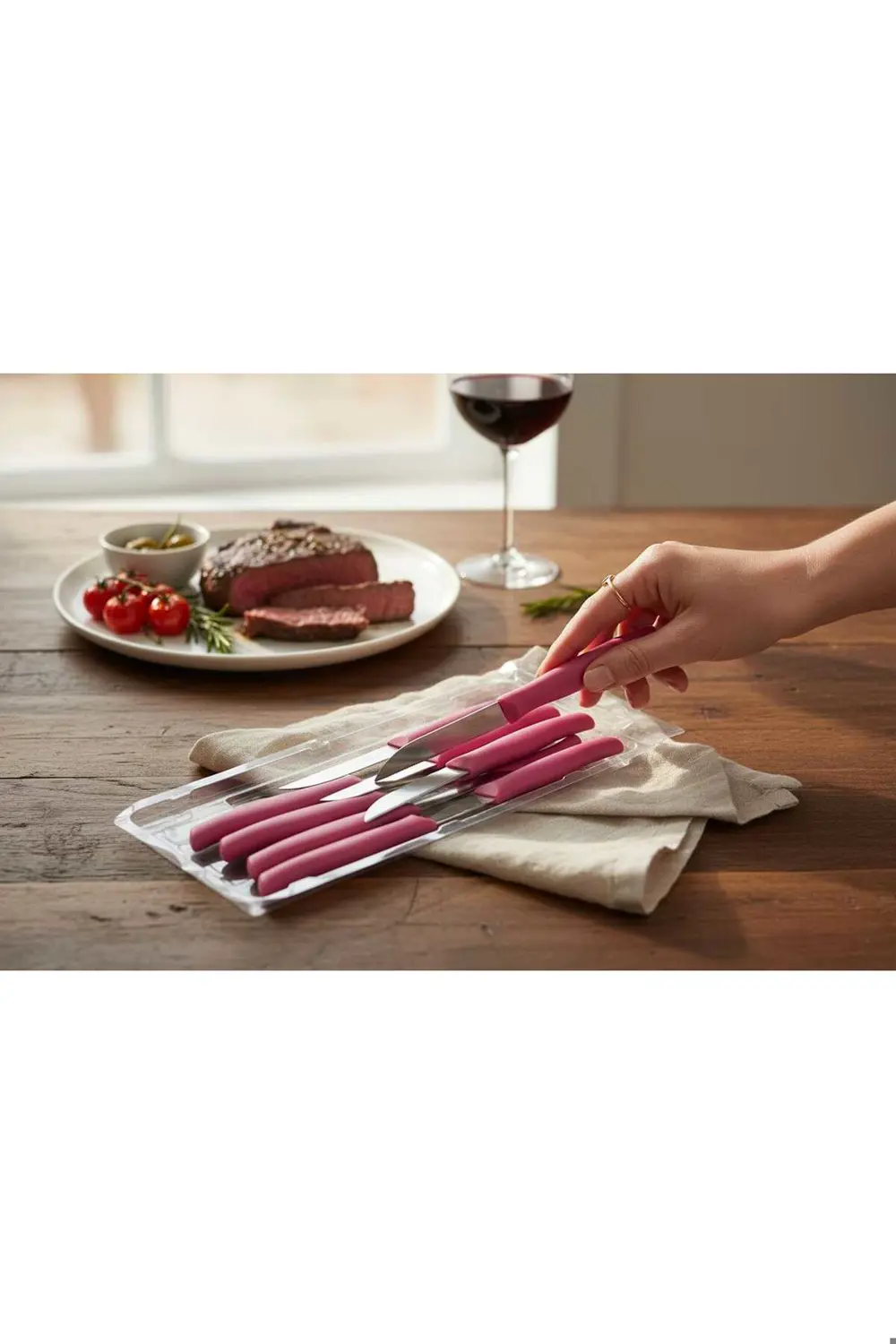 12 Li Paslanmaz Çelik Sebze Ve Meyve Bıçağı Pembe