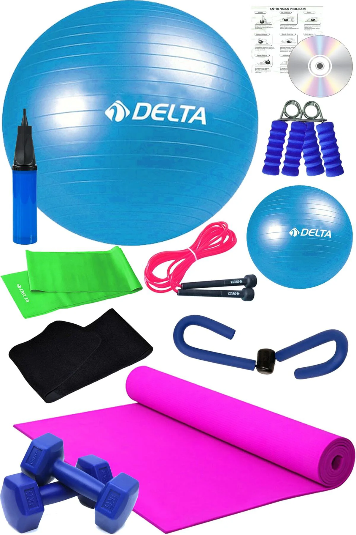 12 Li Pilates Seti Pilates Minderi 1 Kg Dambıl Plates Topu Seti T