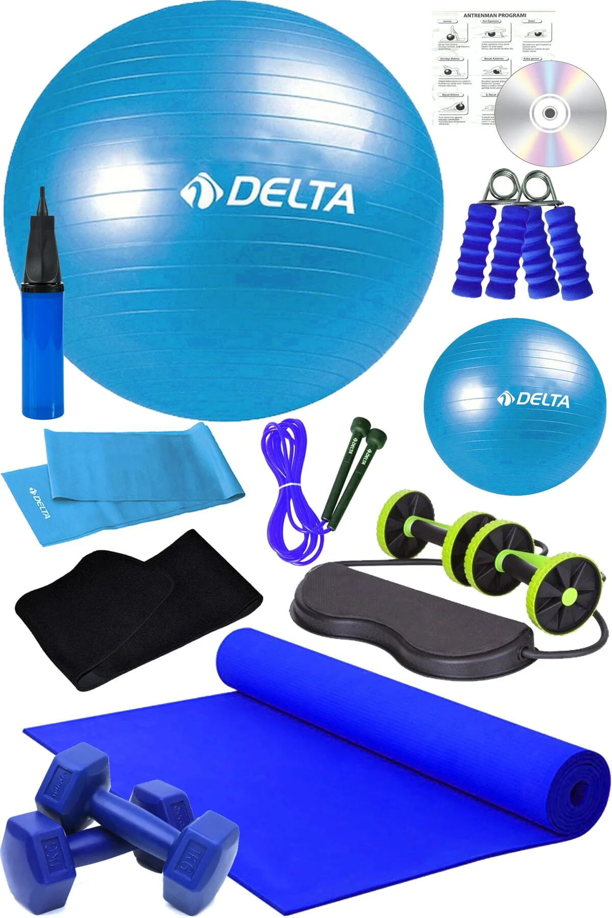 12 Li Pilates Seti Pilates Minderi 1 Kg Dambıl Plates Topu Seti T