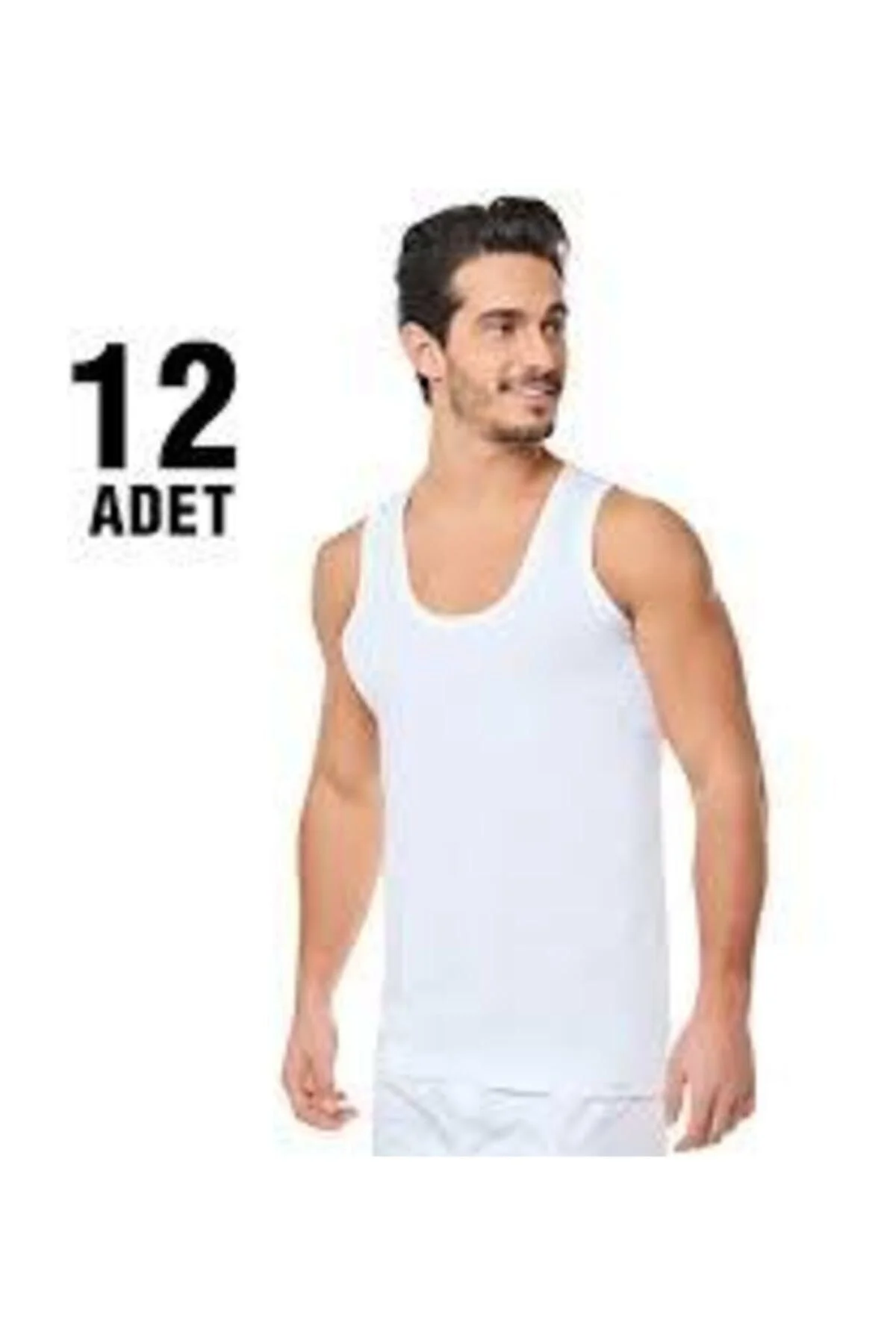 12 Li Seher Erkek Penye Klasik Askılı Beyaz Atlet %100 Pamuk