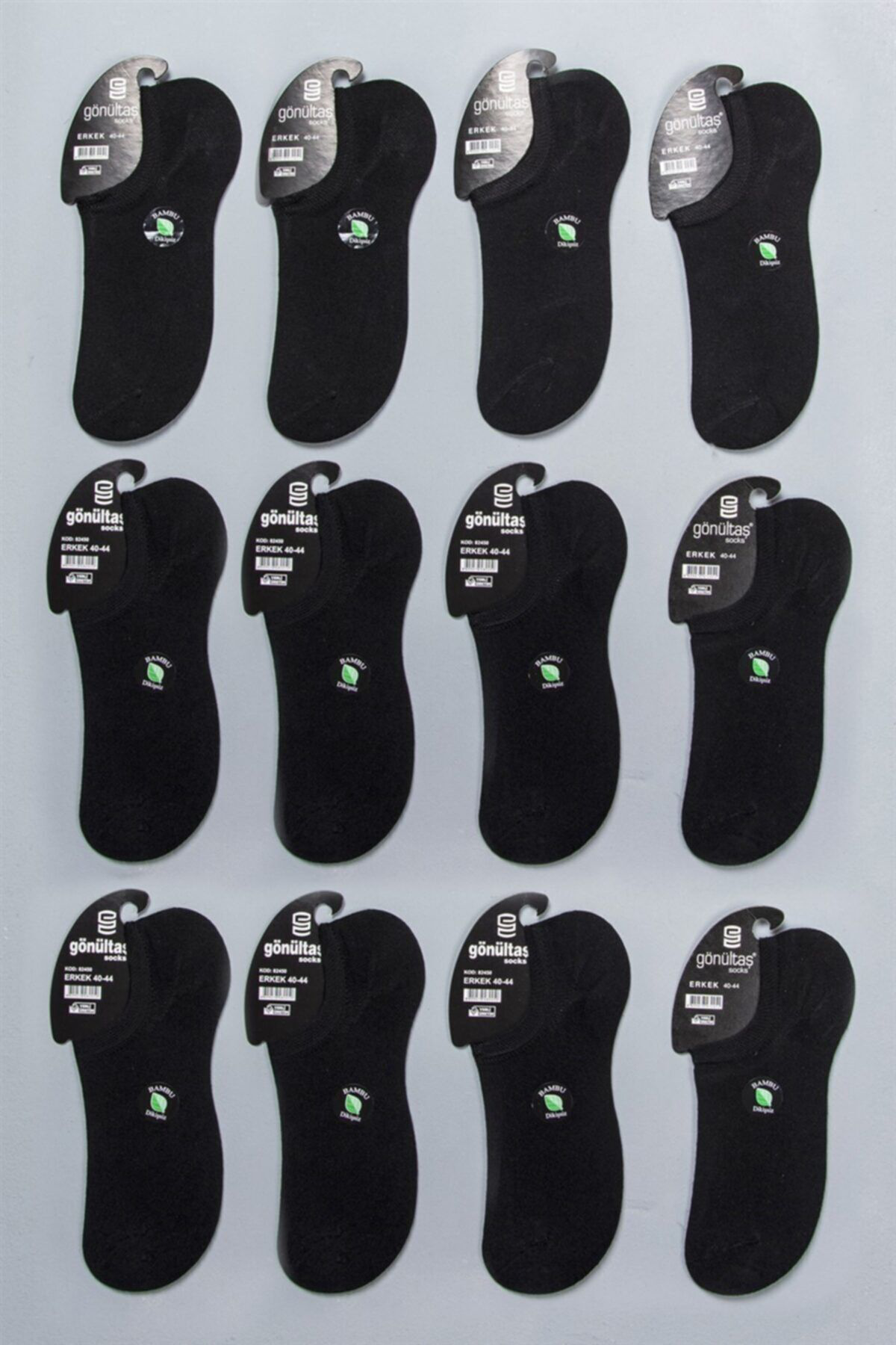 Gönültaş 12 Li Siyah Erkek Bambu Dikişsiz Sneaker Babet Çorap