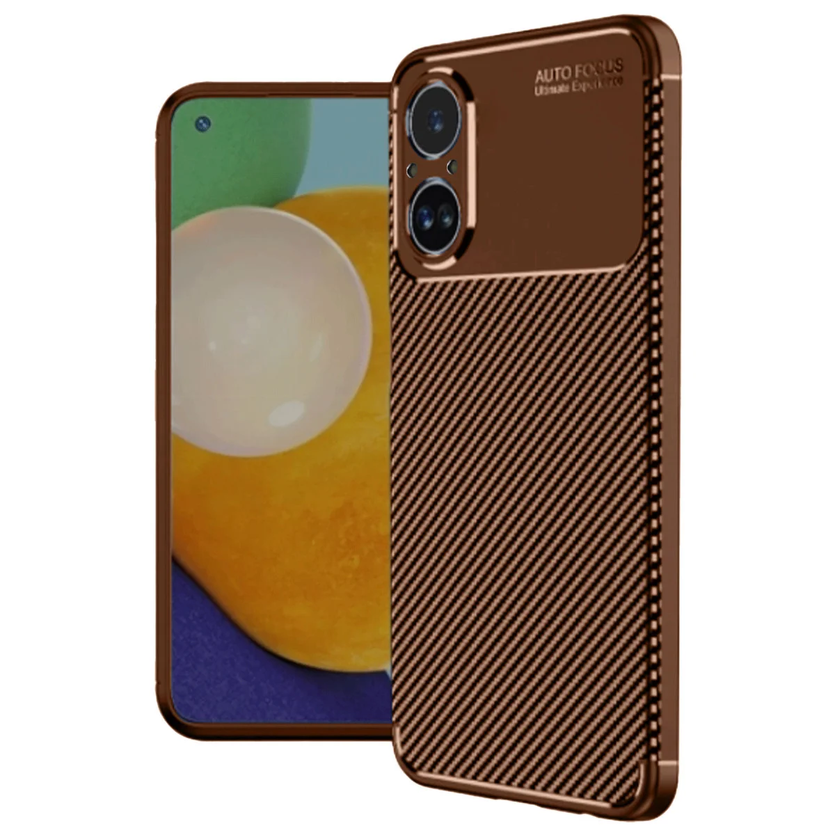 12 Lite Auto Focus Karbon Fiber Kılıf - Kahverengi