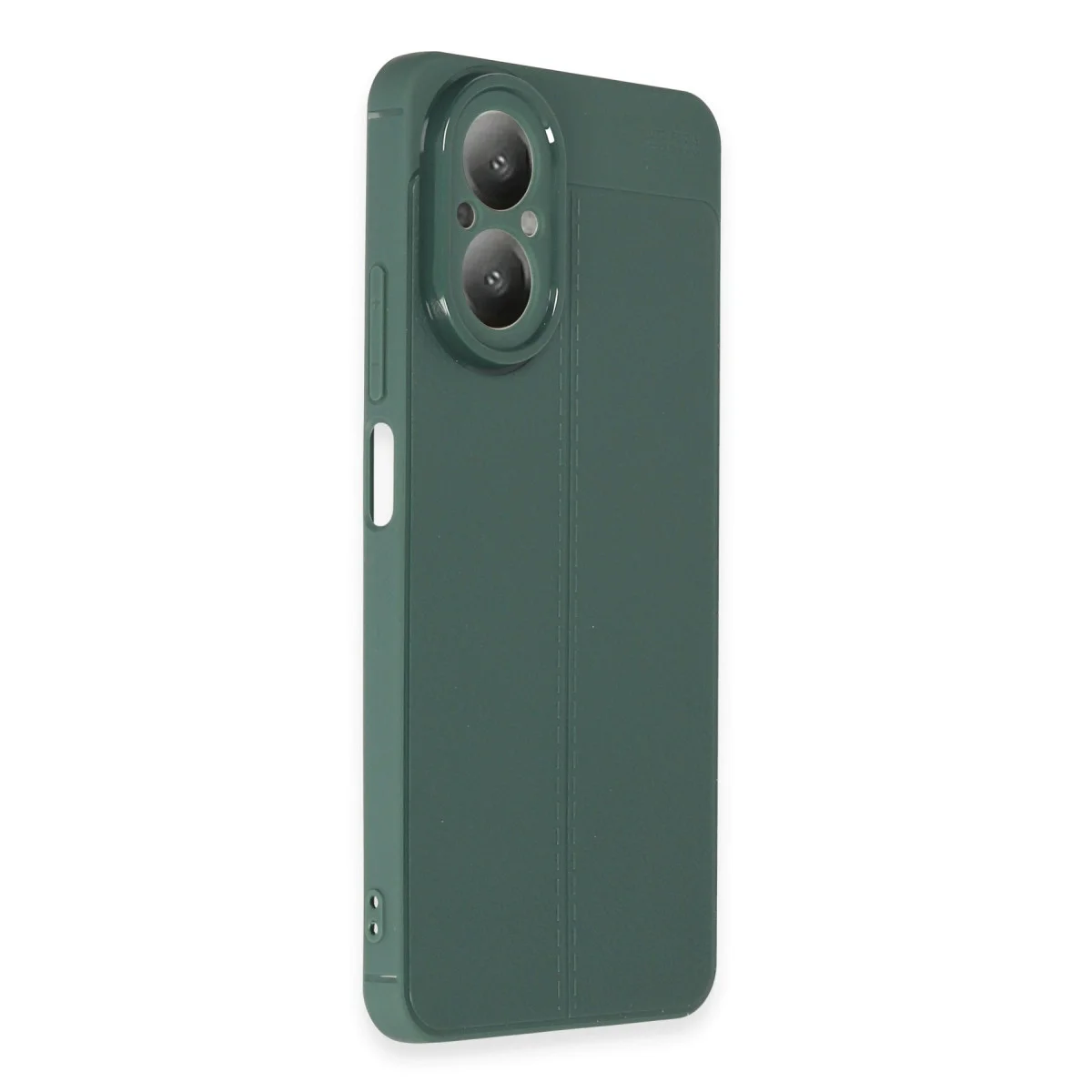 12 Lite Auto Focus Silikon Kılıf - Koyu Yeşil TPU Deri Dokulu Koruma