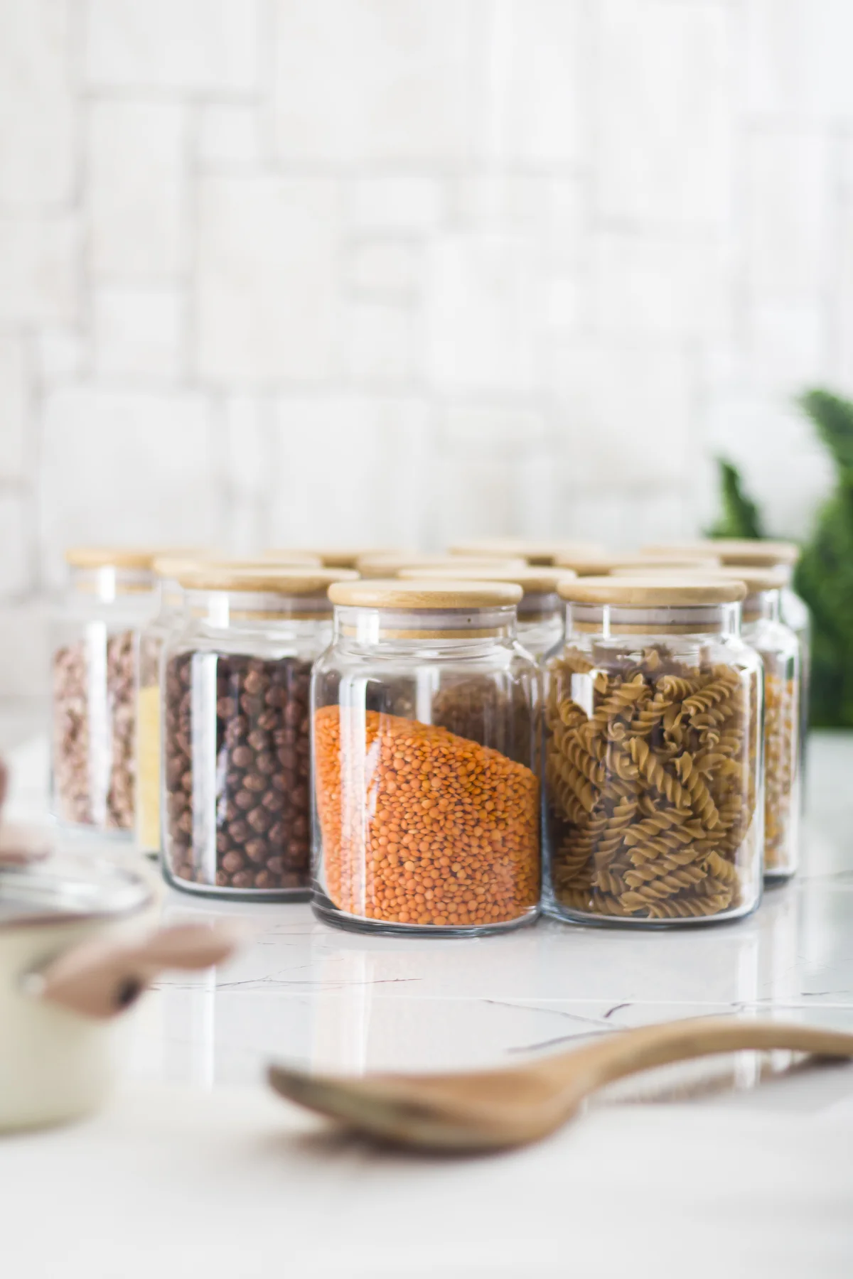 12 Lü Set Bambu Kapaklı Cam Kavanoz &amp; Erzak Saklama Kabı 800 ml Orta  Boy ( Vakum Kapak )