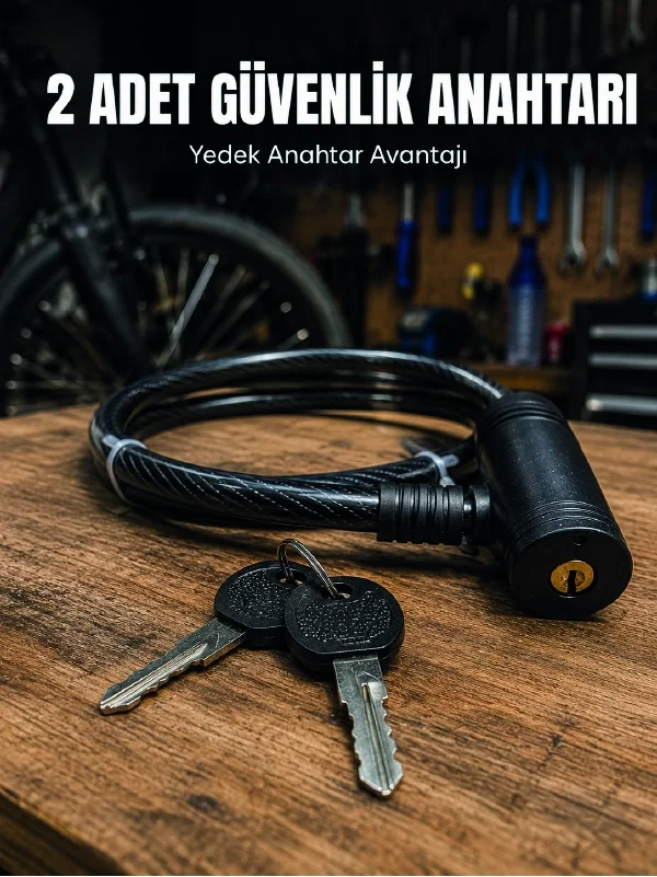 12 mm Çelik Halat Bisiklet Kilidi 80 cm Anahtarlı Güvenlik Kilidi PVC Kaplamalı Scooter ve Elektrikli Bisiklet Uyumlu 12 mm Çelik Halat Bisiklet Kilidi 80 cm Anahtarlı Güvenlik Kilidi PVC Kaplamalı Scooter ve Elektrikli Bisiklet Uyumlu