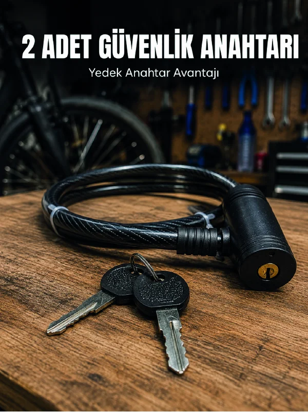 12 mm Çelik Halat Bisiklet Kilidi 80 cm Anahtarlı Güvenlik Kilidi PVC Kaplamalı Scooter ve Elektrikli Bisiklet Uyumlu 12 mm Çelik Halat Bisiklet Kilidi 80 cm Anahtarlı Güvenlik Kilidi PVC Kaplamalı Scooter ve Elektrikli Bisiklet Uyumlu
