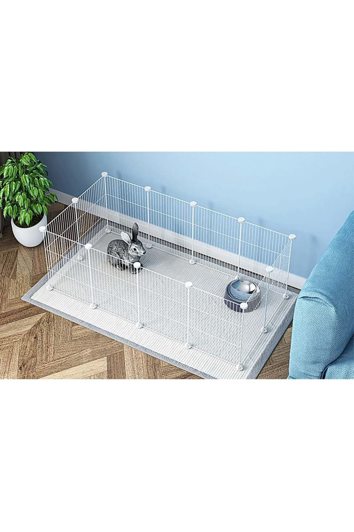 12 Panel Metal Beyaz Renk Evcil Küçük Hayvan Kedi Köpek Kuş Evi K