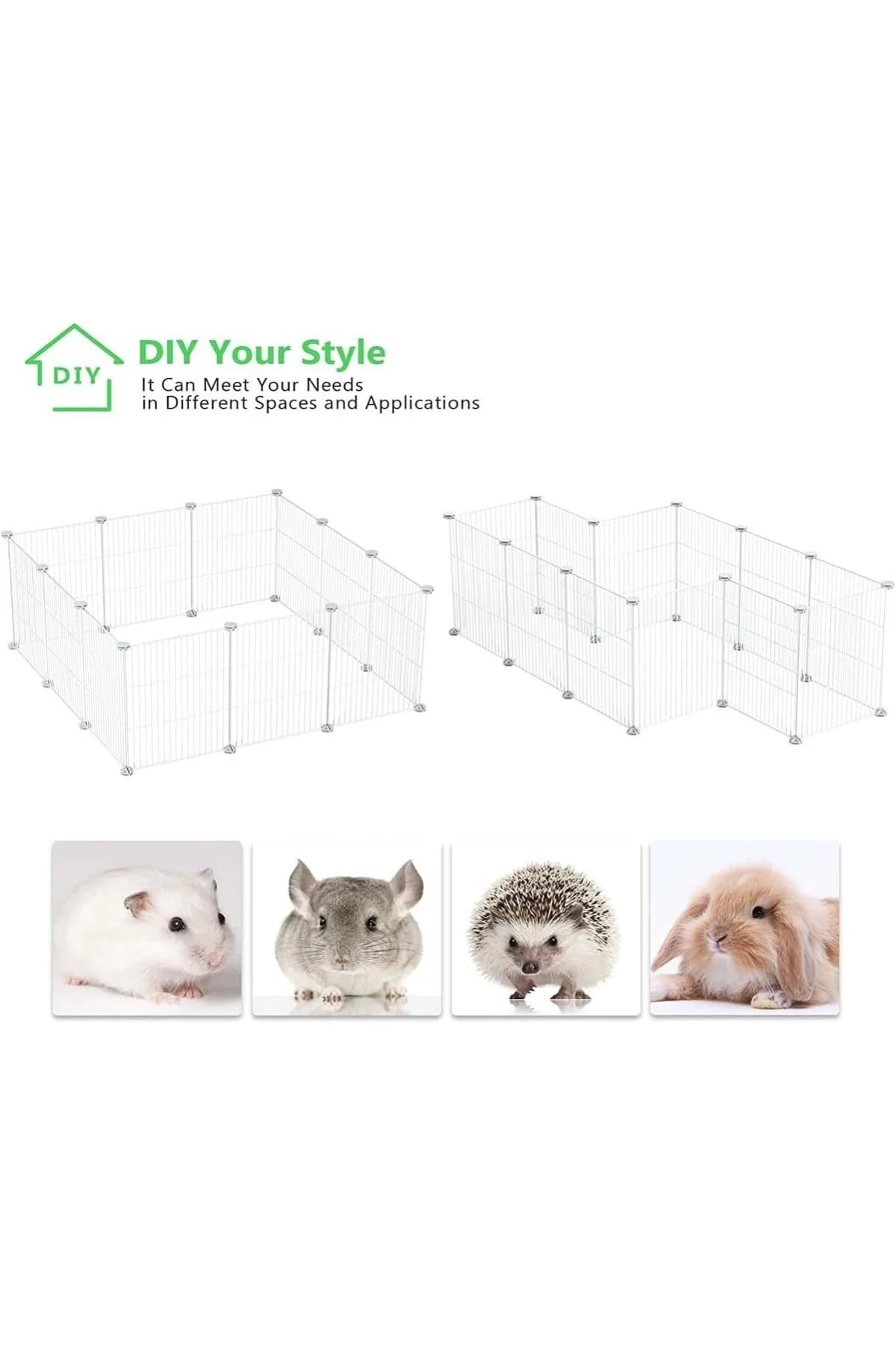 12 Panel Metal Beyaz Renk Evcil Küçük Hayvan Kedi Köpek Kuş Evi K