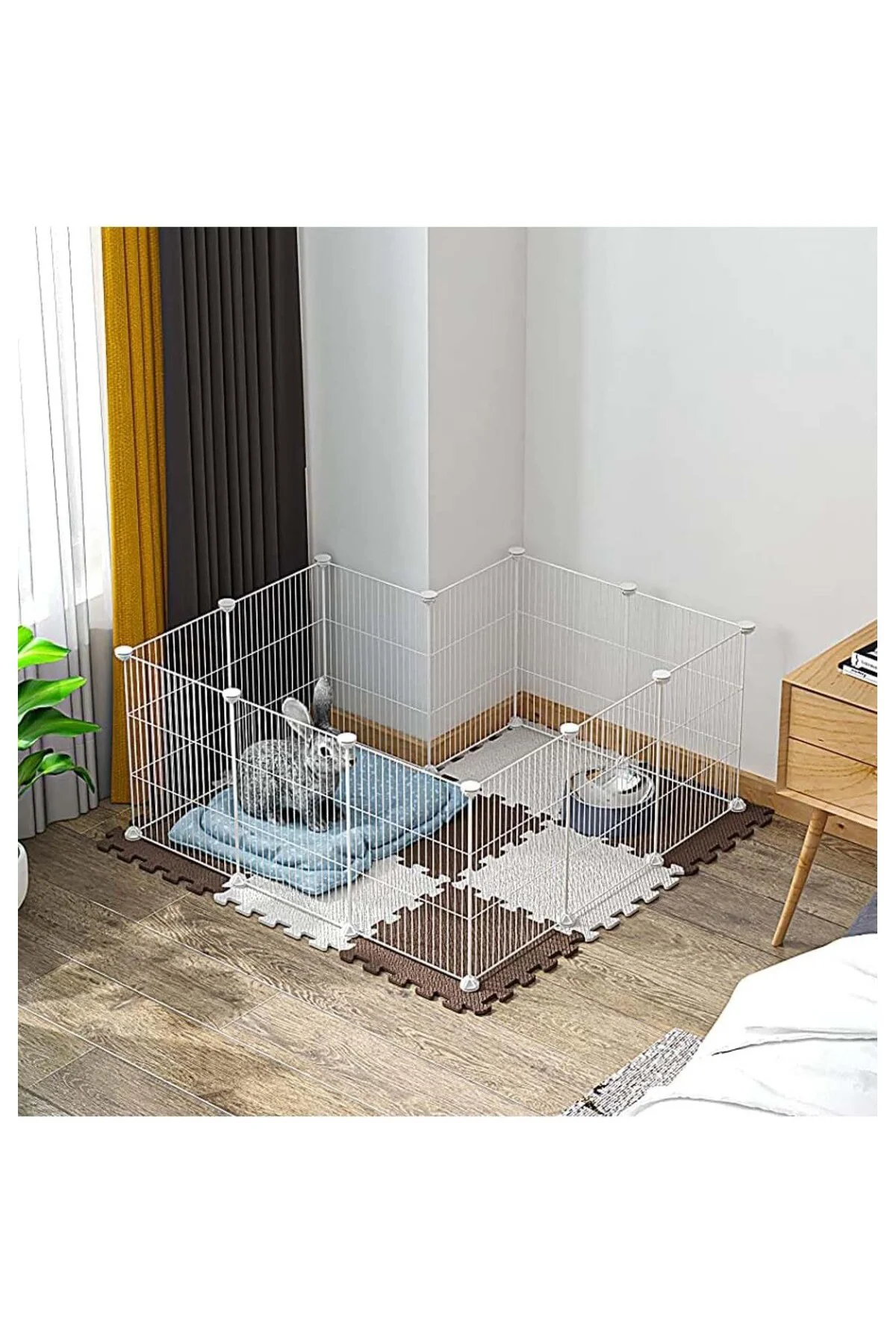 12 Panel Metal Beyaz Renk Evcil Küçük Hayvan Kedi Köpek Kuş Evi K