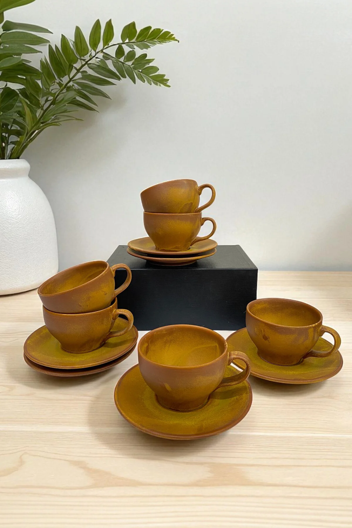 12 Parça 6 Kişilik Porselen Çay-Kahve-Cappucino Fincan Seti Savan