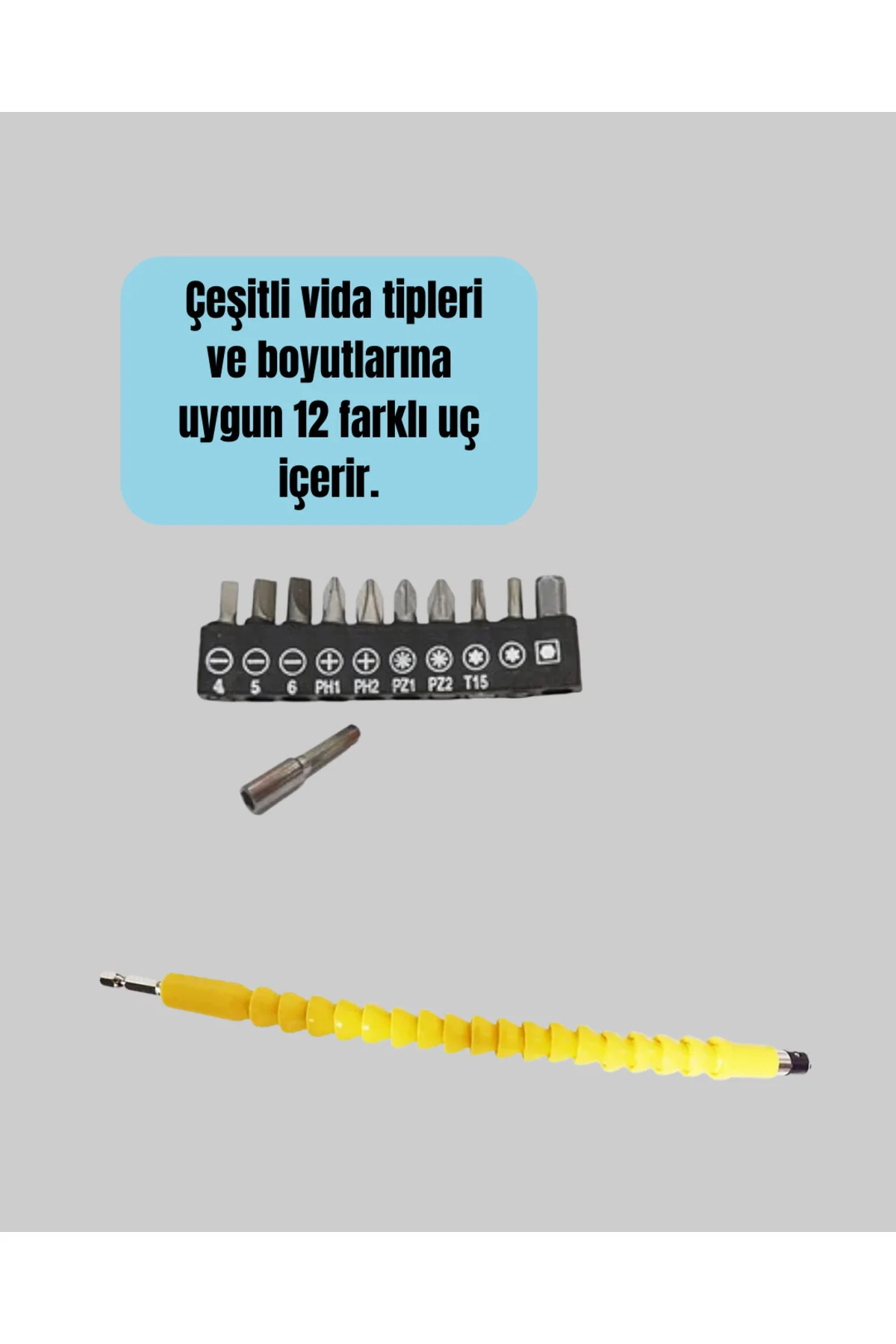 12 Parça Akrobat Bits Seti Çok Amaçlı Vidalama Dayanıklı Çelik