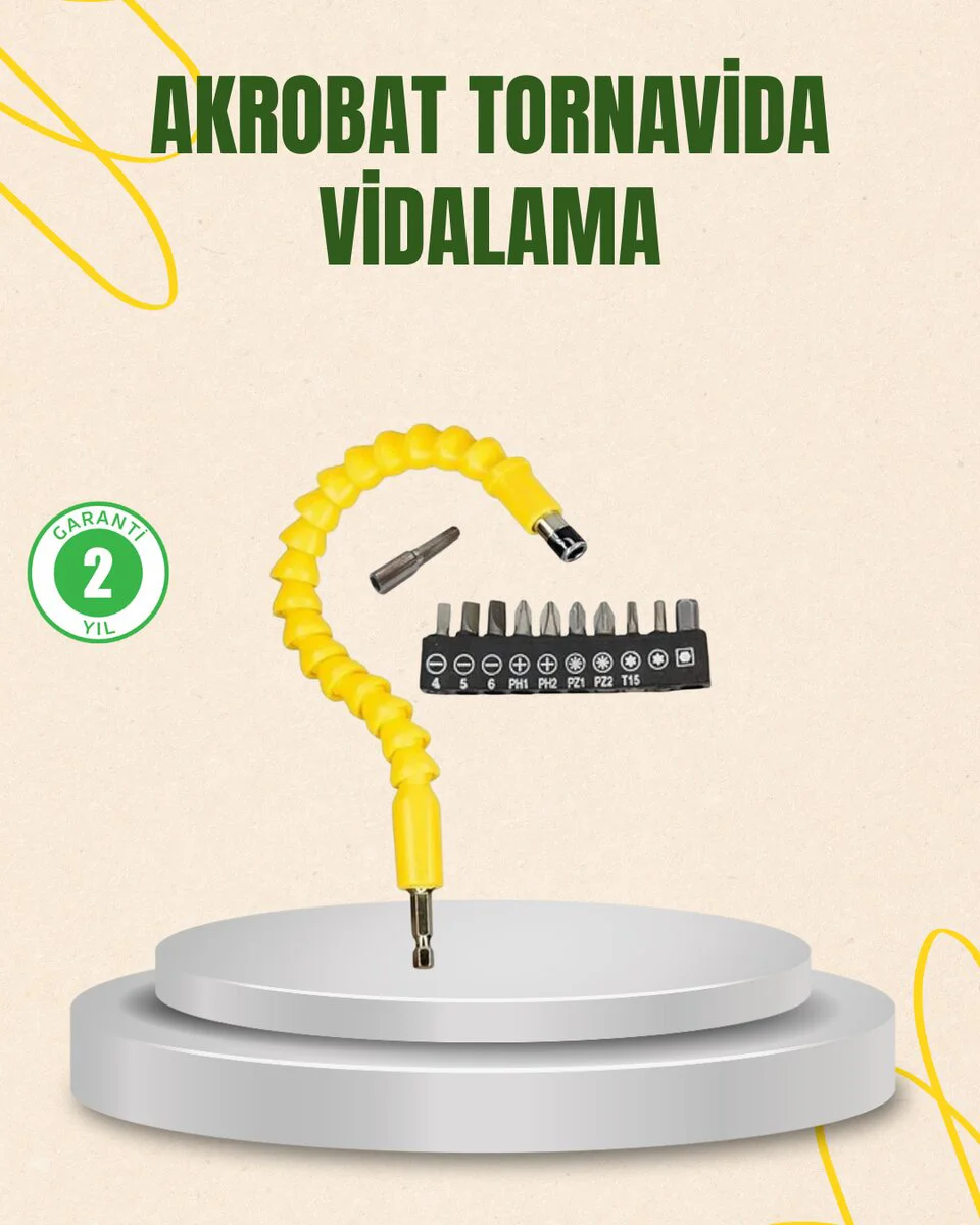 12 Parça Akrobat Vidalama Uç Seti - Esnek Dar Alan Kullanımı İçin Profesyonel ve Dayanıklı Çözüm