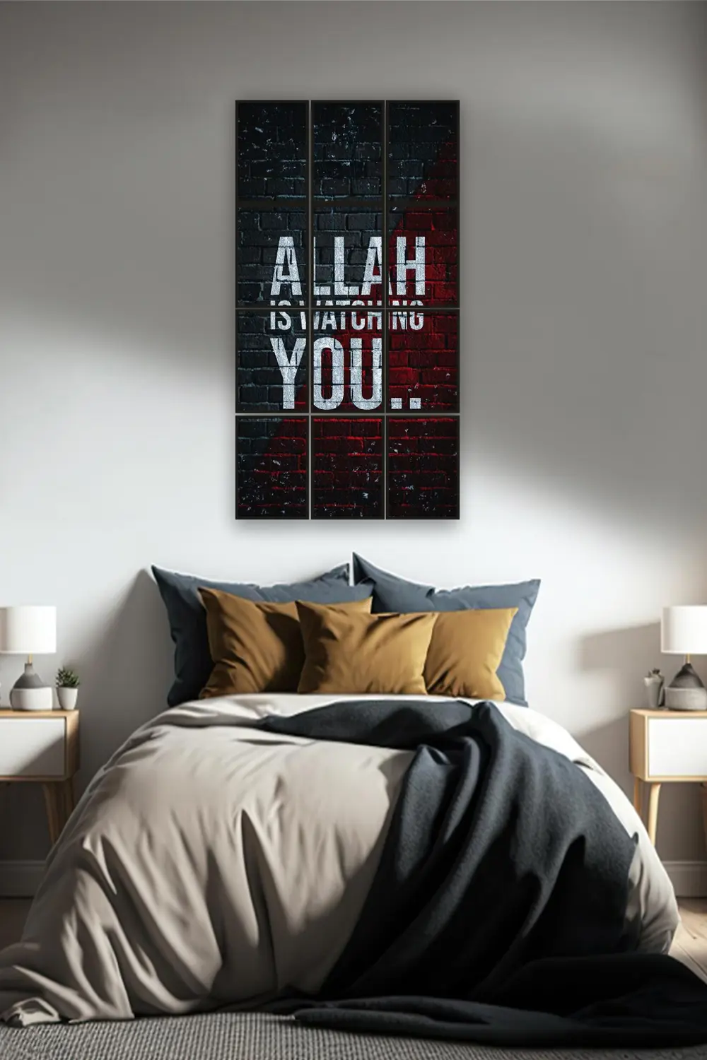 12 parça Allah is watching you Çerçeve Görünümlü Mdf tablo Duvar 