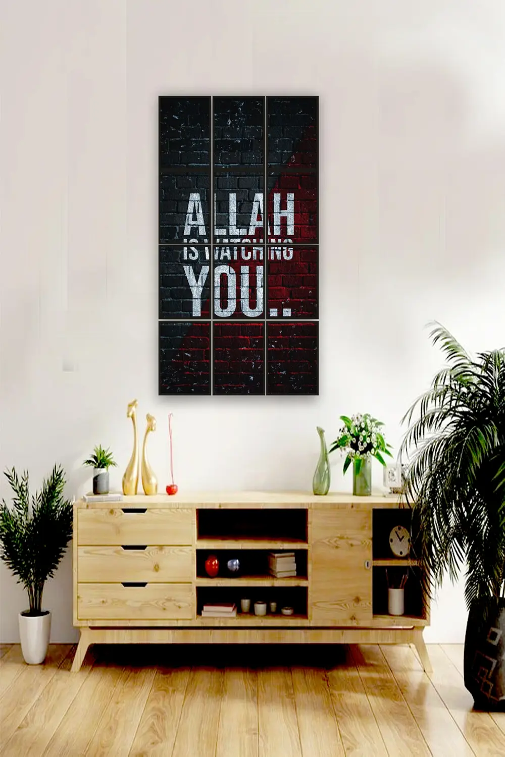 12 parça Allah is watching you Çerçeve Görünümlü Mdf tablo Duvar 