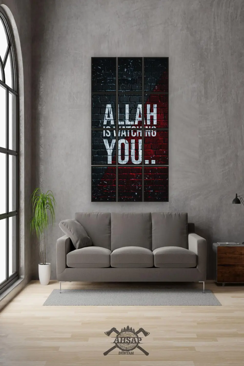 12 parça Allah is watching you Çerçeve Görünümlü Mdf tablo Duvar 