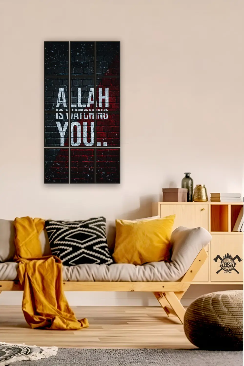 12 parça Allah is watching you Çerçeve Görünümlü Mdf tablo Duvar 