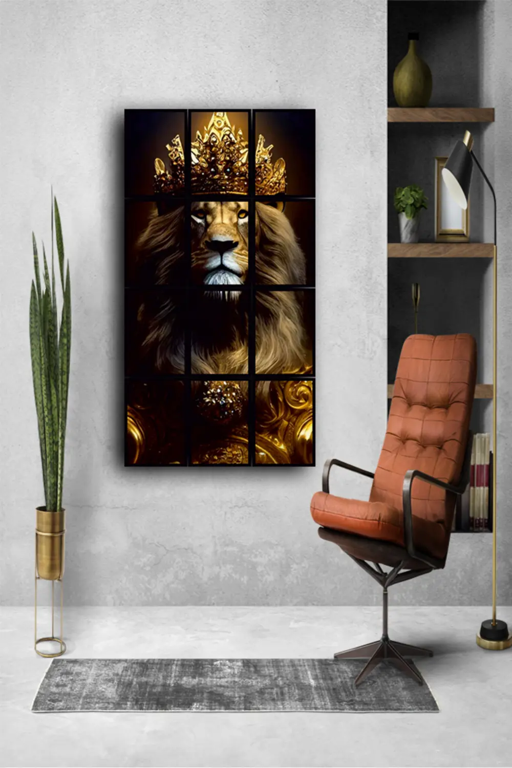 12 parça Aslan kral Çerçeve Görünümlü Mdf tablo Duvar Süsü Hediye