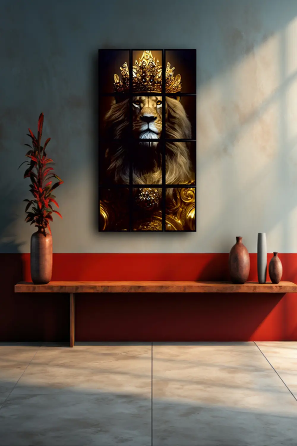 12 parça Aslan kral Çerçeve Görünümlü Mdf tablo Duvar Süsü Hediye
