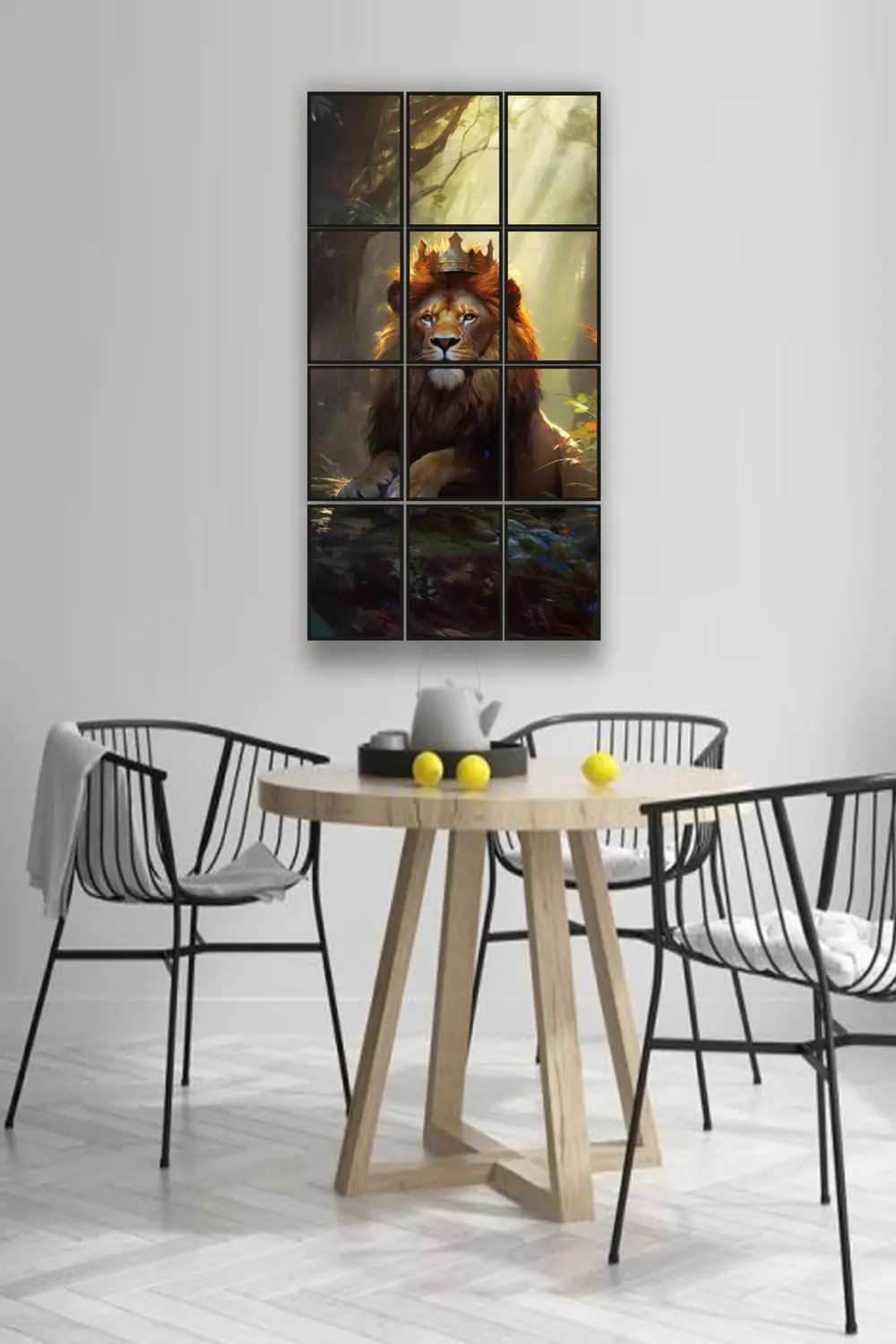 12 parça Aslan Y Çerçeve Görünümlü Mdf tablo Duvar Süsü Hediyelik
