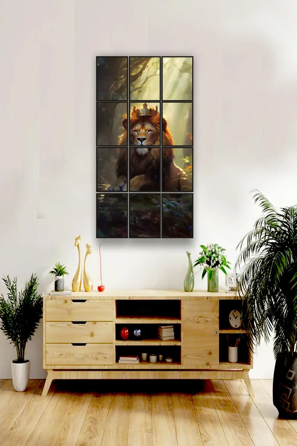 12 parça Aslan Y Çerçeve Görünümlü Mdf tablo Duvar Süsü Hediyelik