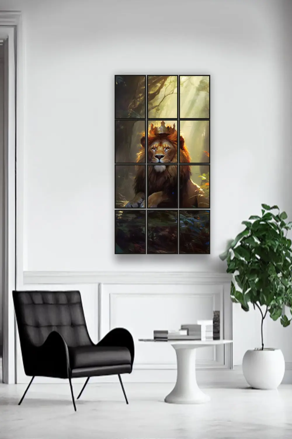 12 parça Aslan Y Çerçeve Görünümlü Mdf tablo Duvar Süsü Hediyelik