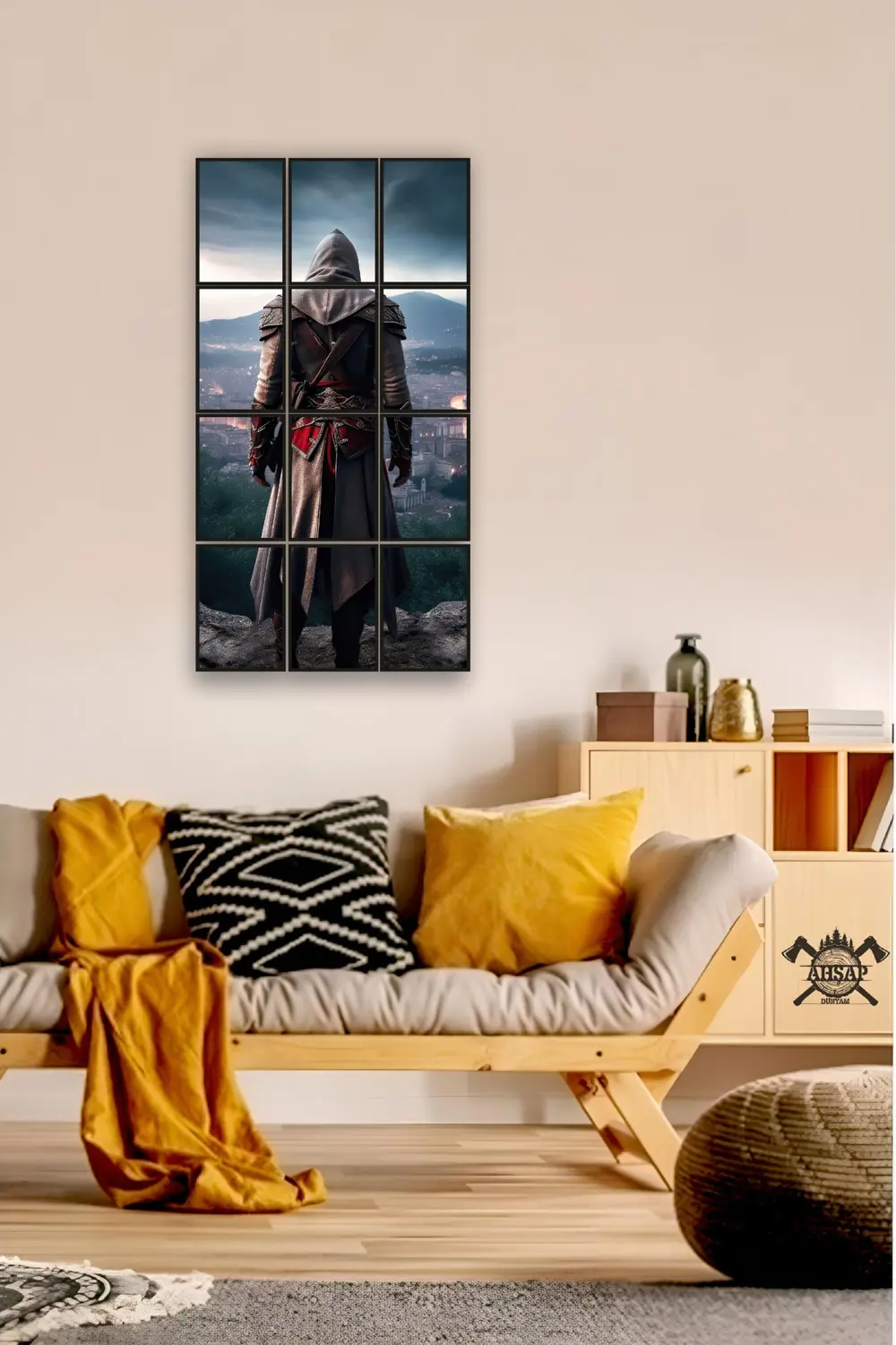 12 parça Assassin's Creed Çerçeve Görünümlü Mdf tablo Duvar Süsü 
