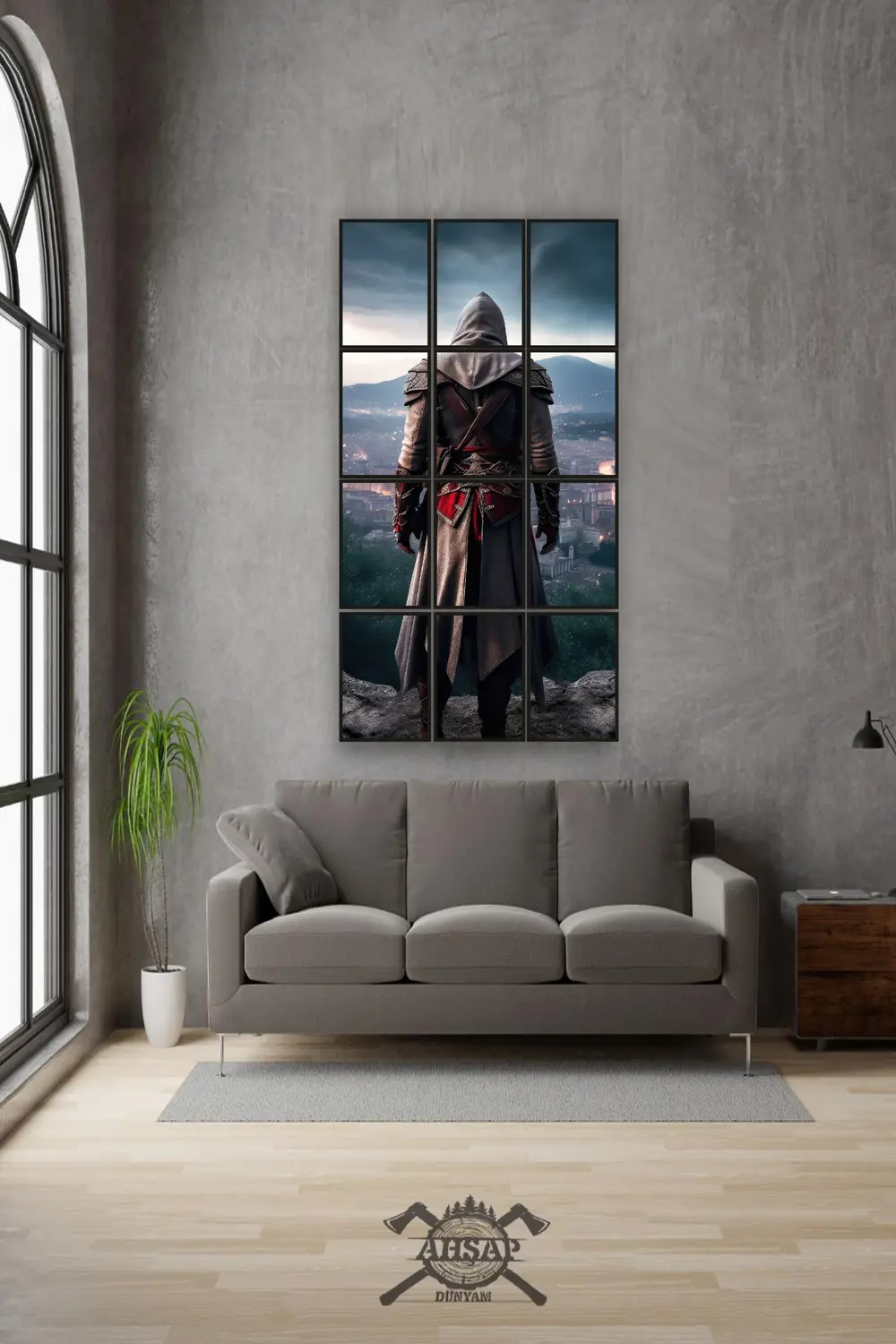 12 parça Assassin's Creed Çerçeve Görünümlü Mdf tablo Duvar Süsü 