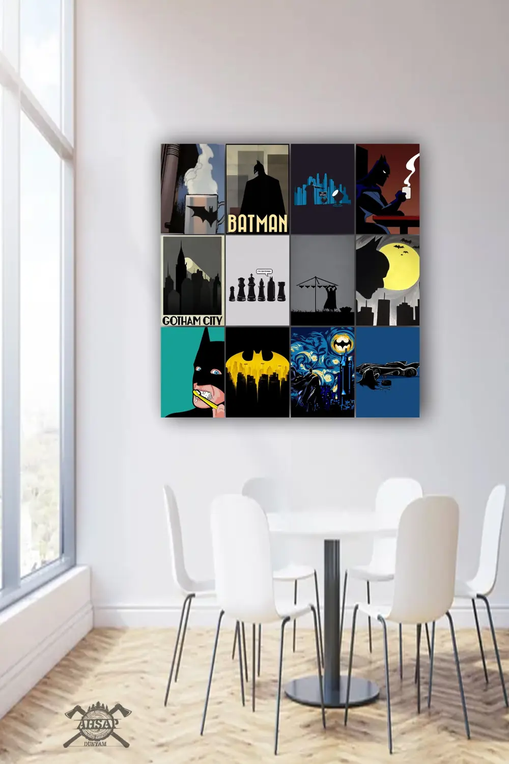 12 parça Batman Görsel Çerçeve Görünümlü Mdf tablo Duvar Süsü Hed