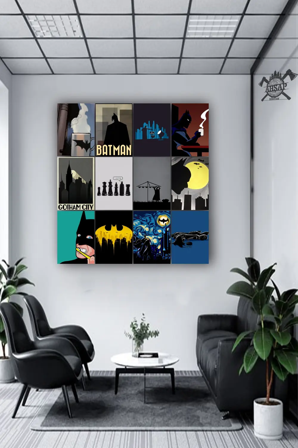 12 parça Batman Görsel Çerçeve Görünümlü Mdf tablo Duvar Süsü Hed