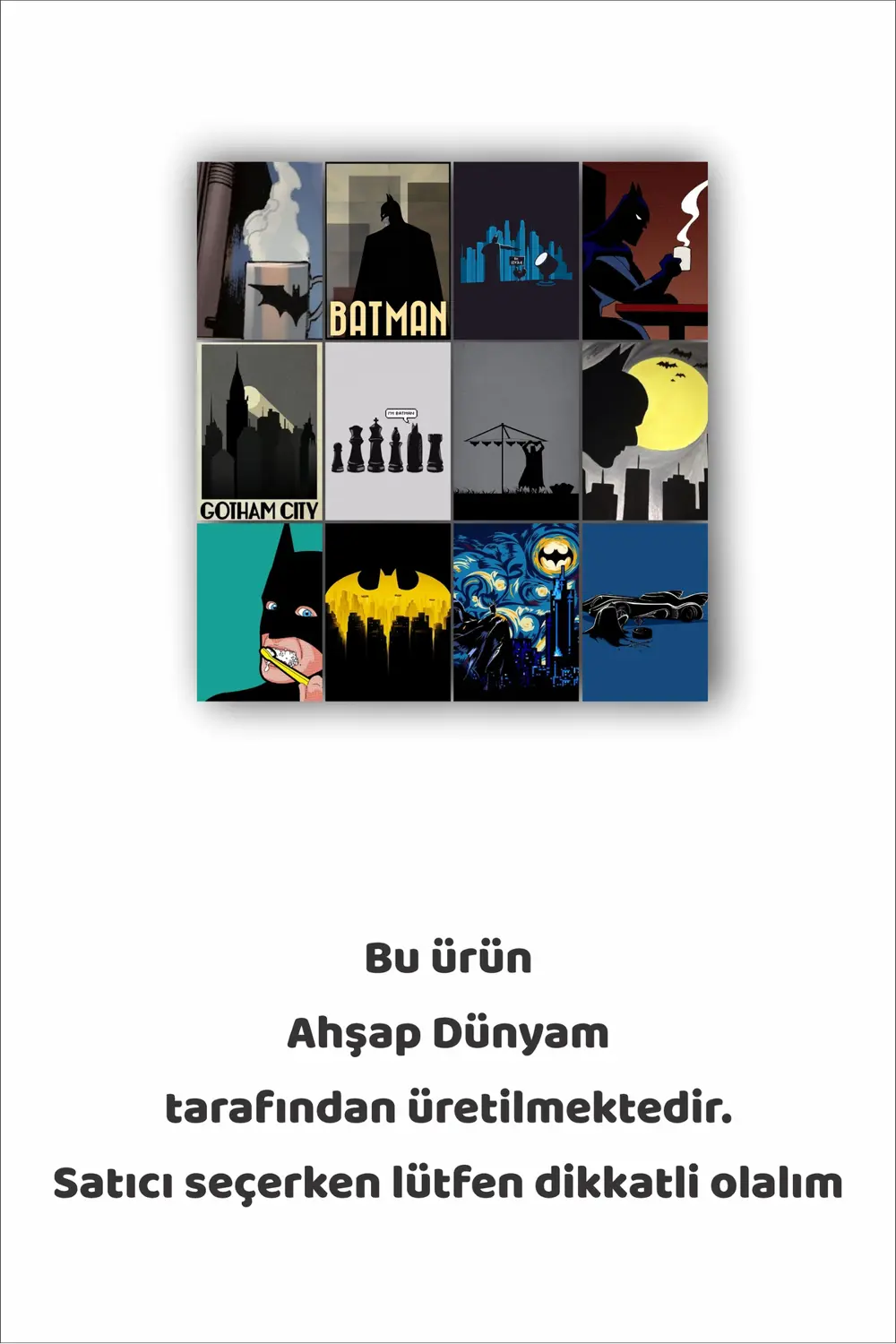 12 parça Batman Görsel Çerçeve Görünümlü Mdf tablo Duvar Süsü Hed