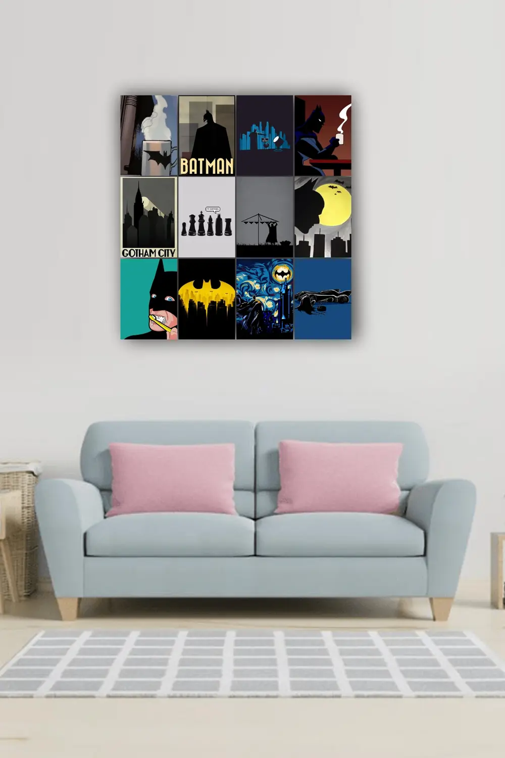 12 parça Batman Görsel Çerçeve Görünümlü Mdf tablo Duvar Süsü Hed