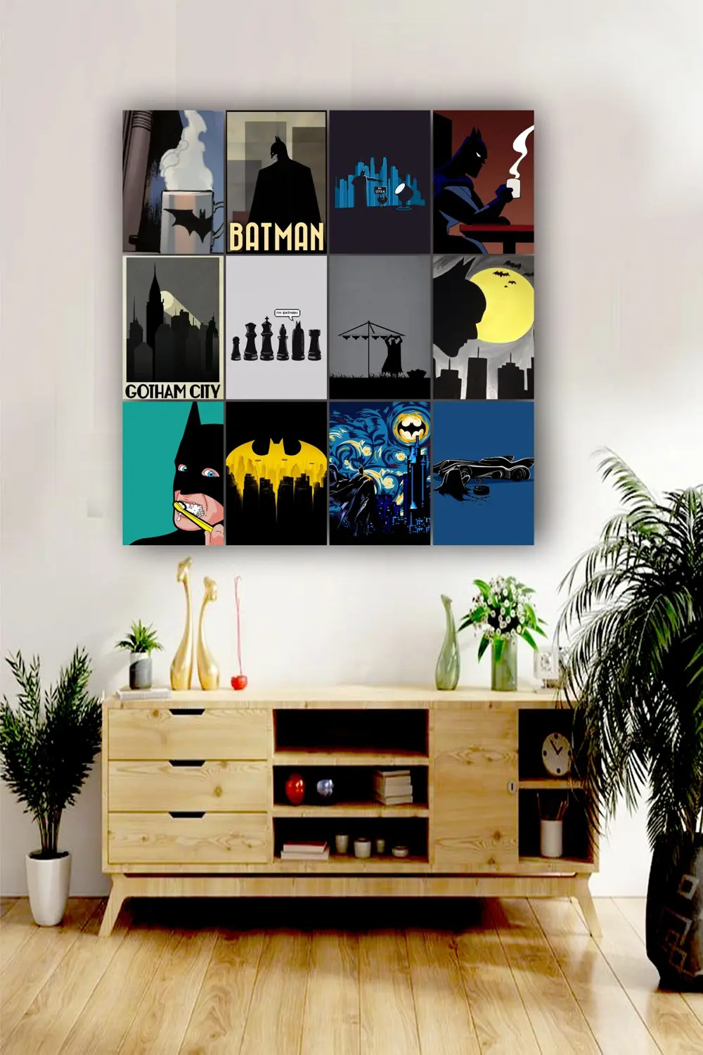 12 parça Batman Görsel Çerçeve Görünümlü Mdf tablo Duvar Süsü Hed