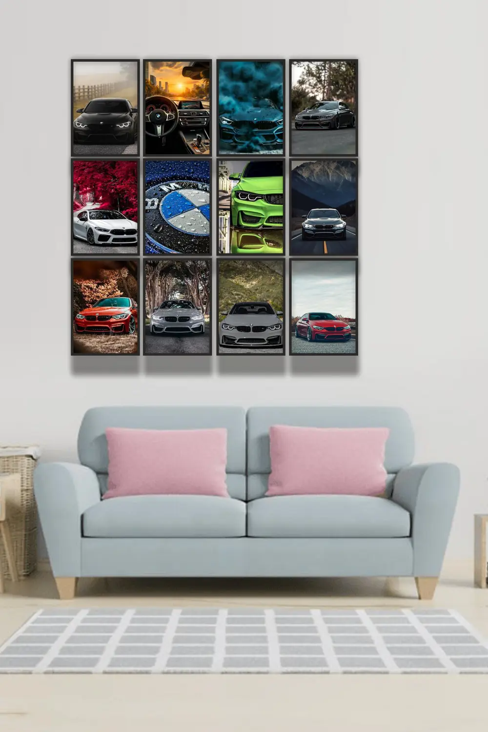 12 parça BMW Resimleri Çerçeve Görünümlü Mdf tablo Duvar Süsü Hed
