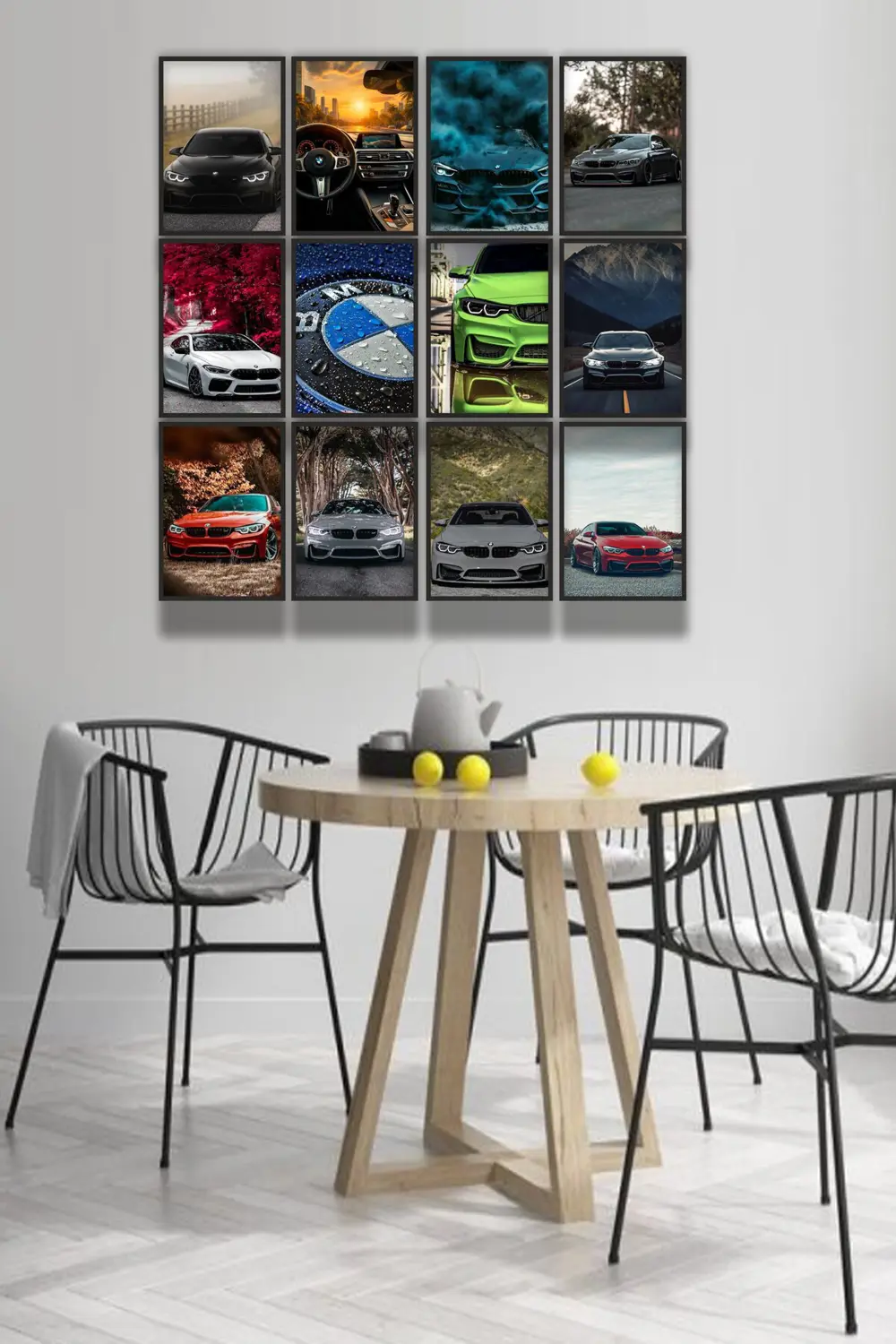 12 parça BMW Resimleri Çerçeve Görünümlü Mdf tablo Duvar Süsü Hed
