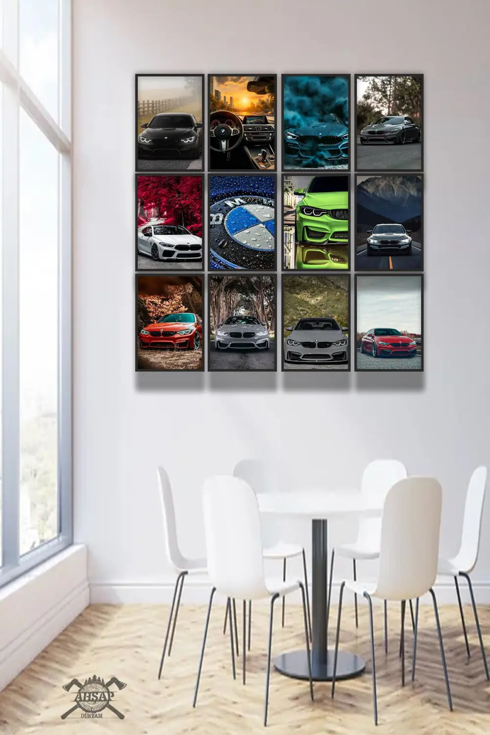 12 parça BMW Resimleri Çerçeve Görünümlü Mdf tablo Duvar Süsü Hed