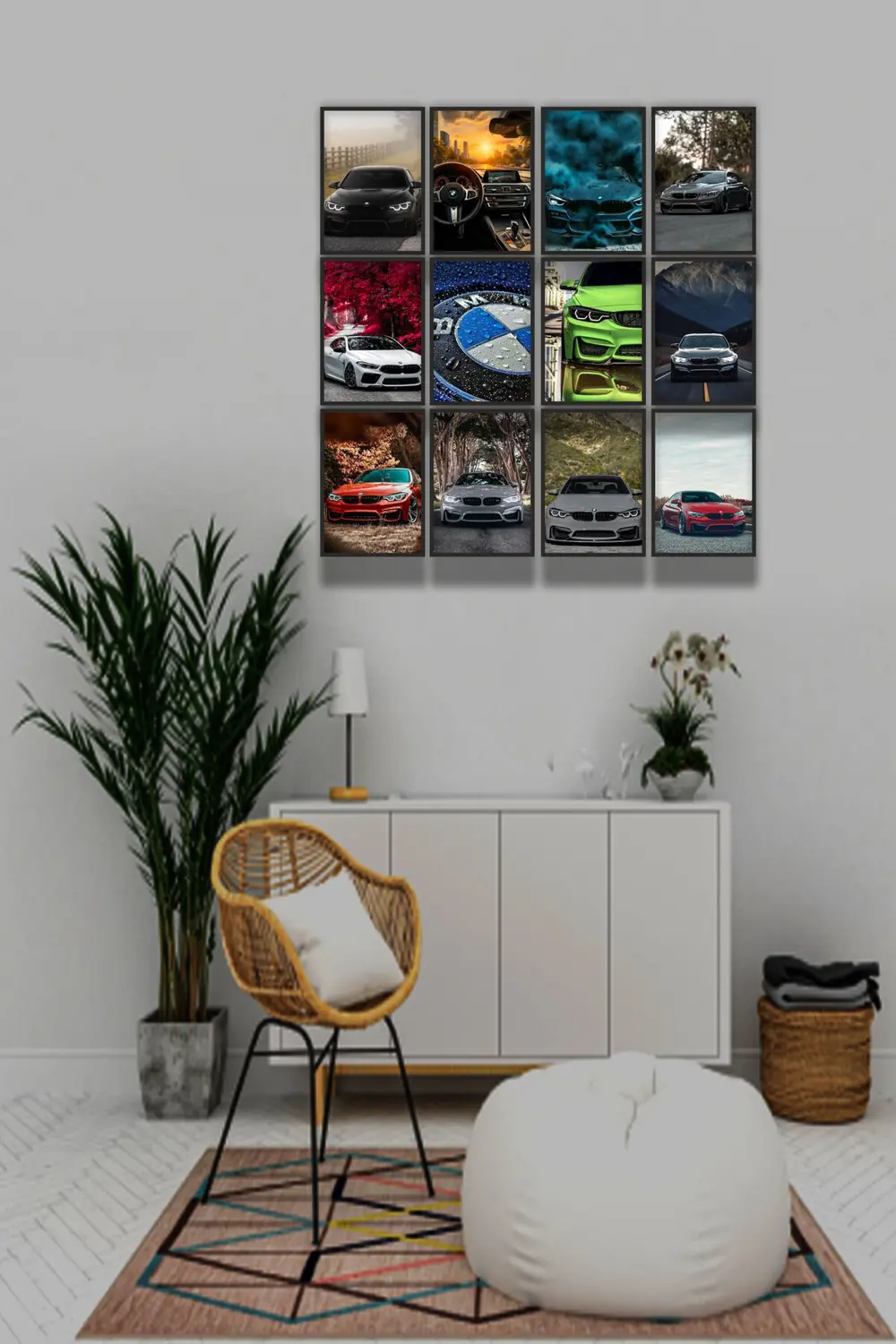 12 parça BMW Resimleri Çerçeve Görünümlü Mdf tablo Duvar Süsü Hed