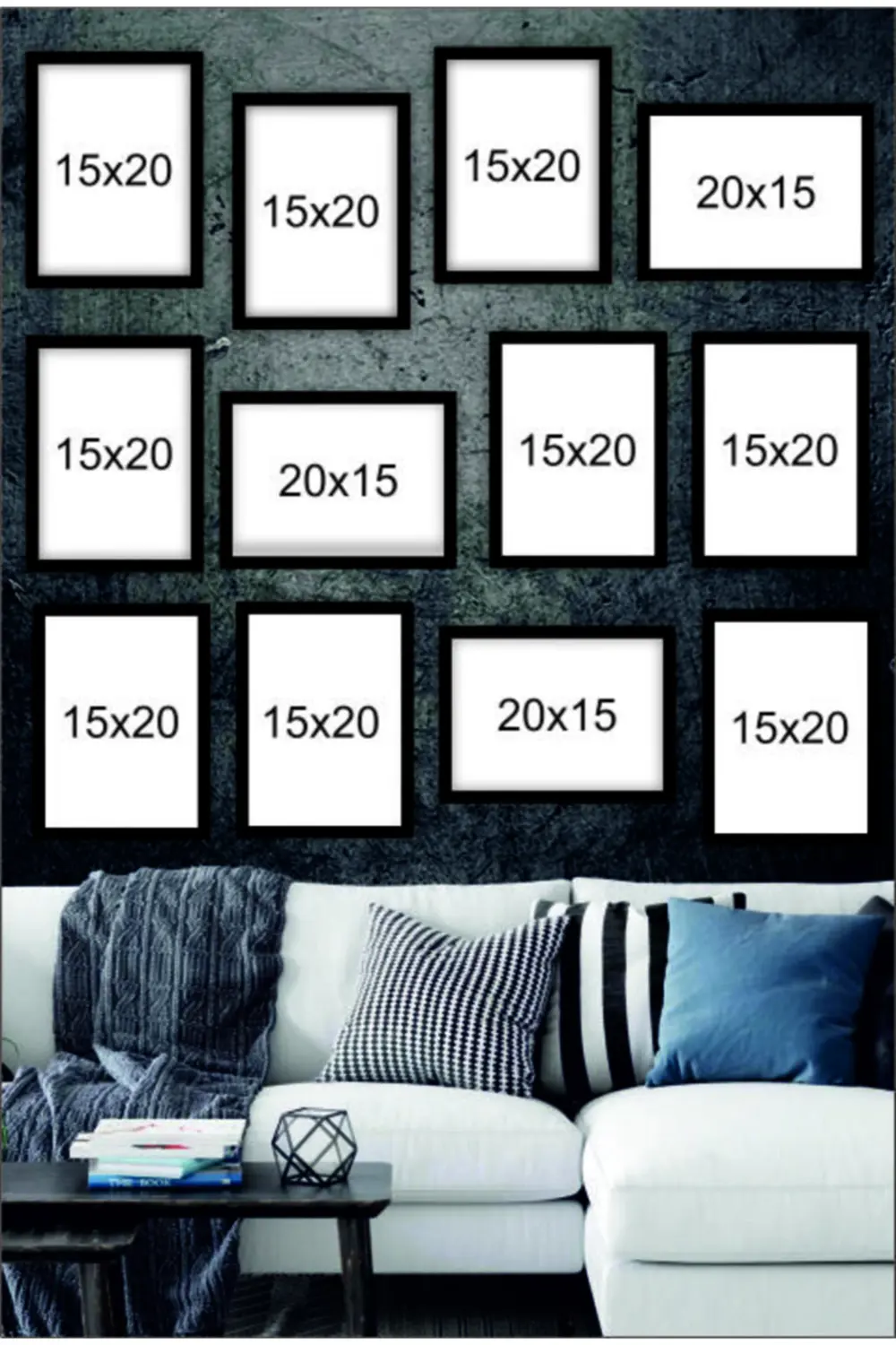 12 Parça Çerçeve Görünümlü Uv Baskılı Mdf Tablo Seti
