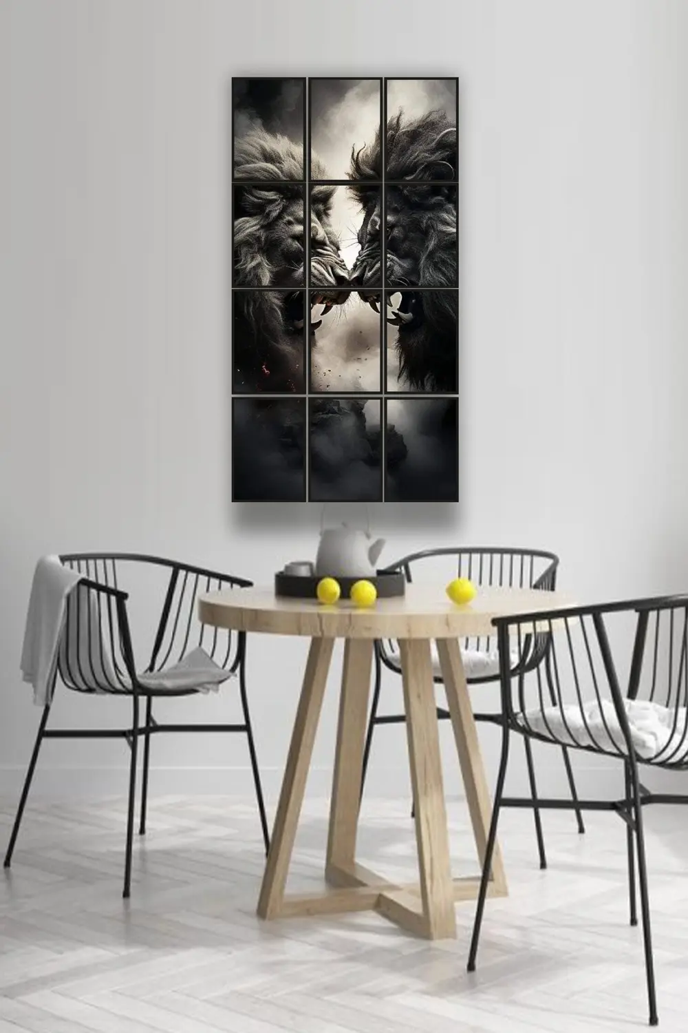 12 parça Çift Aslan Çerçeve Görünümlü Mdf tablo Duvar Süsü Hediye