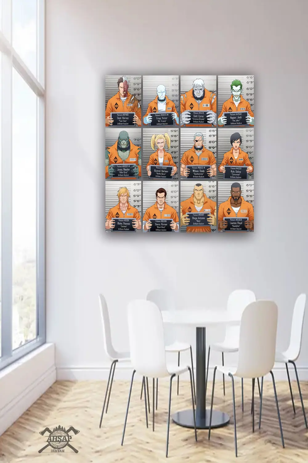 12 parça DC Comic Kahramanları Görsel Çerçeve Görünümlü Mdf tablo