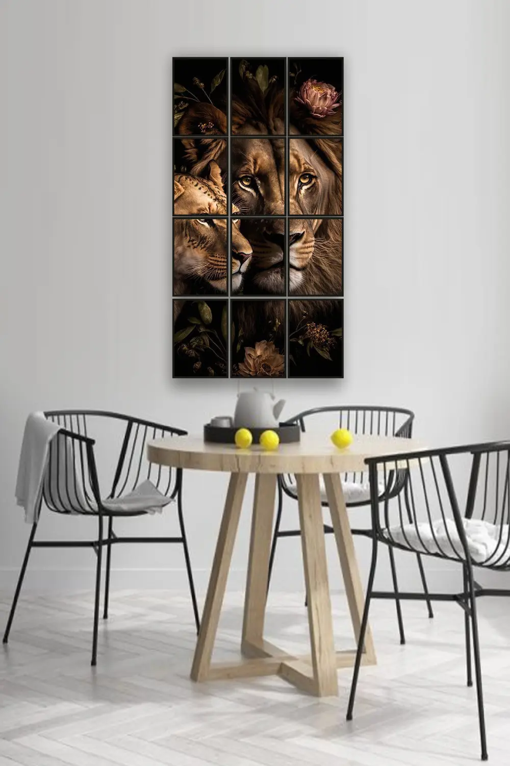 12 parça Dişi Erkek Aslan Çerçeve Görünümlü Mdf tablo Duvar Süsü 